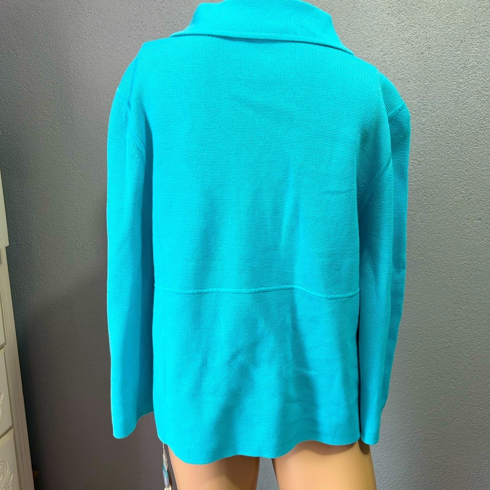 NWT 250.00 Belford 100% Pima Cotton turquoise jacket size large - Picture 2 of 7